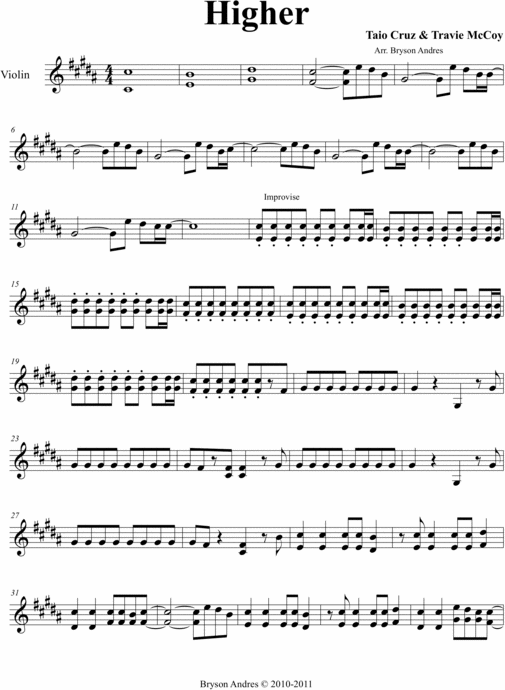 Product picture Higher- Taio Cruz & Travie McCoy VIOLIN