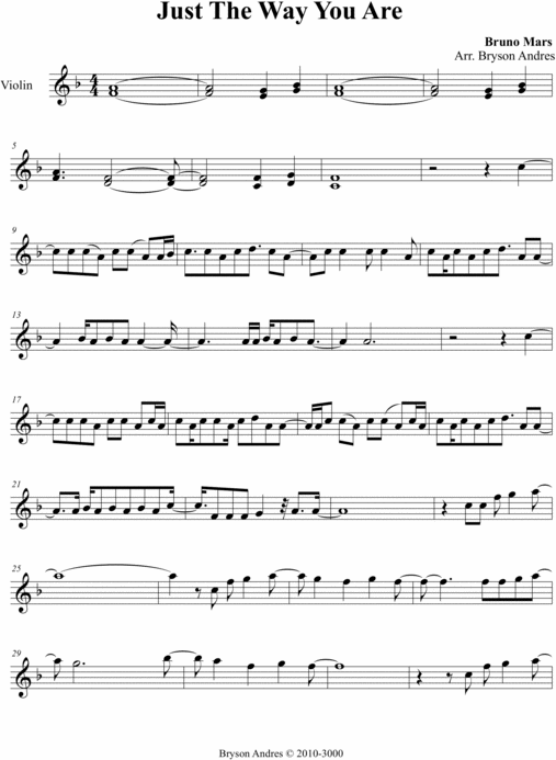 Product picture Just The Way You Are- Bruno Mars VIOLIN